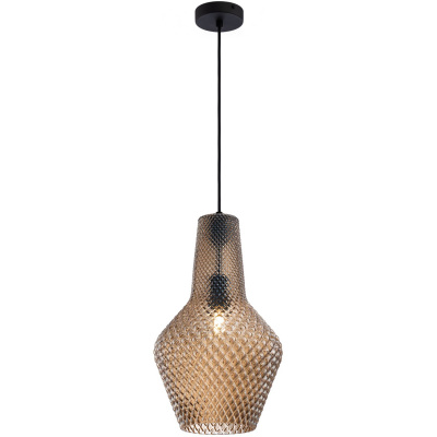 Lampka wisząca, bursztynowy, karbowany, szklany klosz Tommy Maytoni P047PL-01B