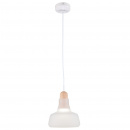 Lampka wisząca nad stół białe szkło i drewno Ola Maytoni P015PL-01W