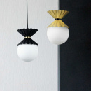 Lampka wisząca szklana kula w mosiężnej oprawie Ovation Maytoni Modern MOD264-PL-01-BS