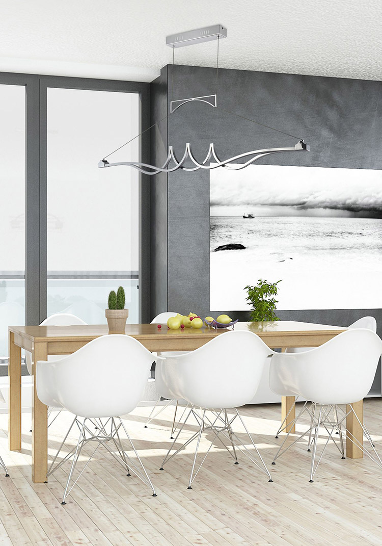 lampy wiszące liniowe nad wyspę kuchenną