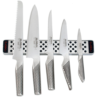 Listwa magnetyczna 31cm i 5 noży kuchennych Global G-4231-SET5