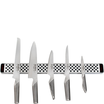 Listwa magnetyczna 51cm i 5 noży kuchennych Global G4251-SET5