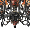 Luksusowy żyrandol bogato zdobiony czerwono-czarny, eleganckie abażury CHIARO 254012008