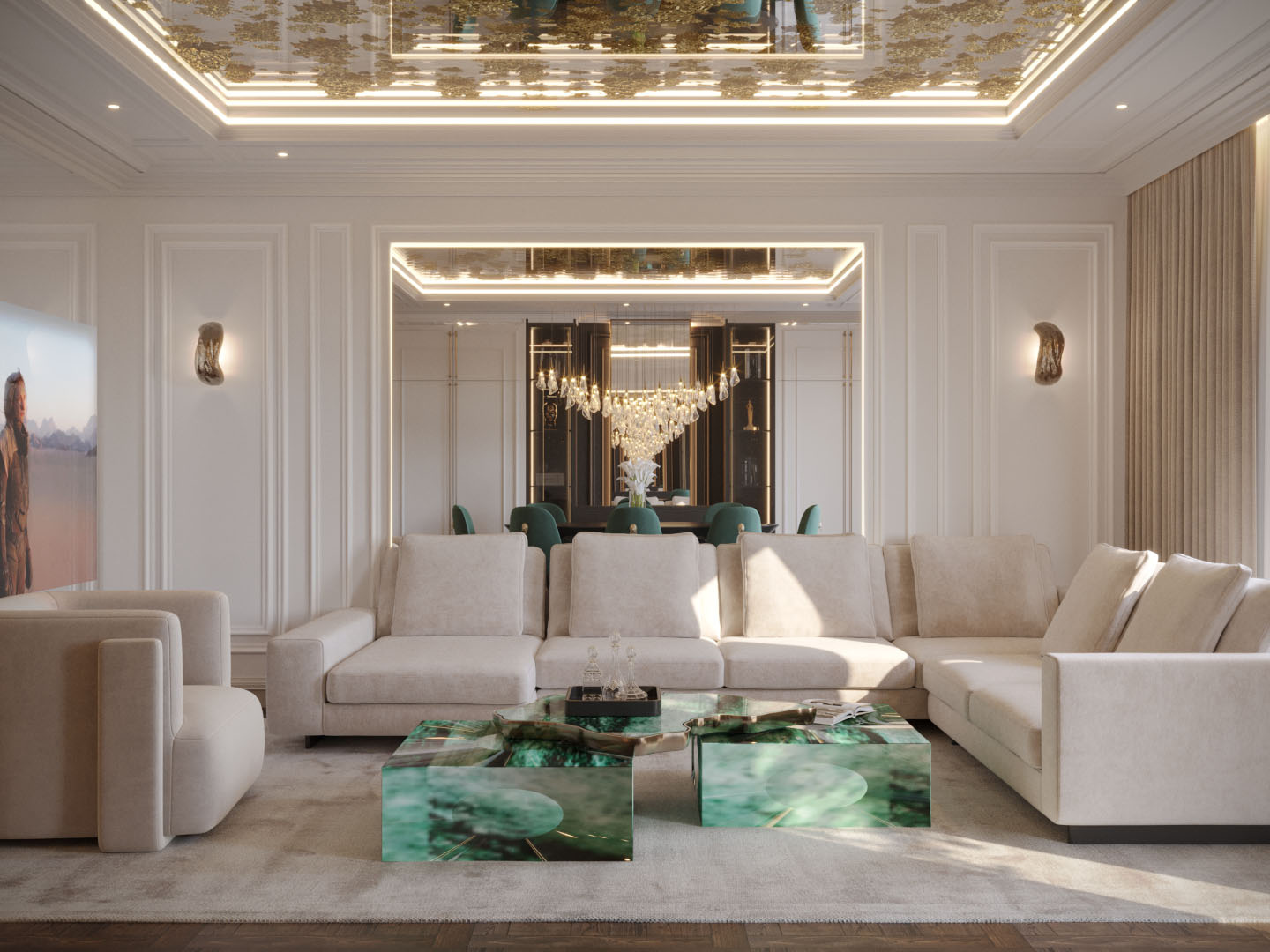 lustrzane sufity napinane do salonu i kuchni