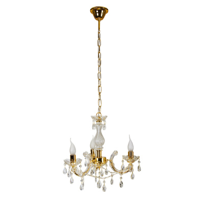 Mały żyrandol złoto-kryształowy, trzy ramiona, Maria Teresa Candellux 33-94639