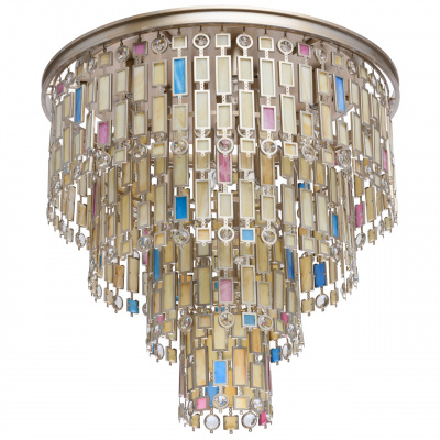 Marokańska lampa sufitowa na 10 żarówek, satynowe witraże MW-LIGHT Loft 185010710