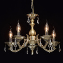 Metalowy żyrandol w kolorze antycznego mosiądzu i z kryształami Aurora MW-LIGHT 371011605