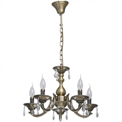 Metalowy żyrandol w kolorze antycznego mosiądzu i z kryształami Aurora MW-LIGHT 371011605