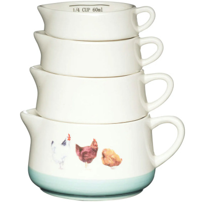 Miarki kuchenne, ceramiczne Kury Apple Farm Kitchen Craft 4 sztuki AFMCUPSET