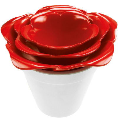 Miseczki czerwone z białym pojemnikiem Rose ZAK! Design 3 sztuki 1647-D840