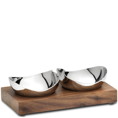 Miseczki do przypraw na drewnianej podstawie Robert Welch Drift DRFBR3452V/2