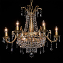 Mosiężny żyrandol z czystymi, kryształowymi kroplami, 8 żarówek CHIARO Crystal 351011808