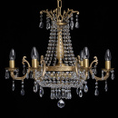 Mosiężny żyrandol z czystymi, kryształowymi kroplami, 8 żarówek CHIARO Crystal 351011808