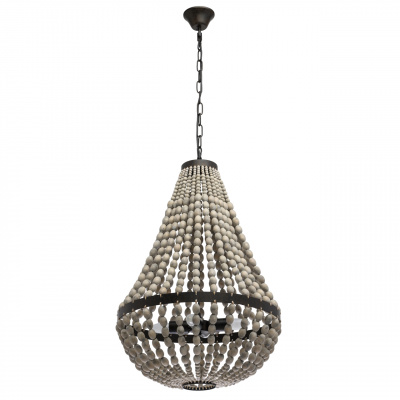 Niezwykła lampa wisząca z drewnianymi koralami RegenBogen Loft 679010704