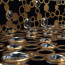 Nowoczesna, duża lampa wisząca, mosiężne wykończenie, kryształy RegenBogen 121011312