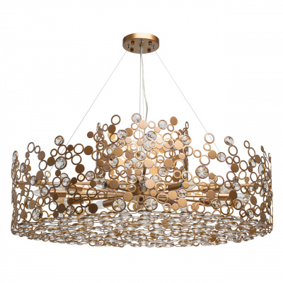 Nowoczesna, duża lampa wisząca, mosiężne wykończenie, kryształy RegenBogen 121011312
