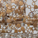 Nowoczesna, duża lampa wisząca, mosiężne wykończenie, kryształy RegenBogen 121011312