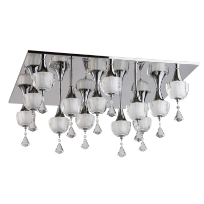 Nowoczesna lampa sufitowa LED w kształcie kwadratu, chrom, klosze szklane 455010913