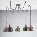 Nowoczesna lampa wisząca 5 kloszy, antyczne srebro i miedź MW-LIGHT Industrial 551011205