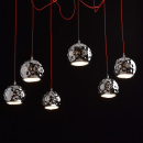 Nowoczesna lampa wisząca chromowane kule LED, czerwone przewody Cottbus MW-Light 492014406