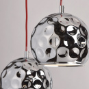 Nowoczesna lampa wisząca chromowane kule LED, czerwone przewody Cottbus MW-Light 492014406