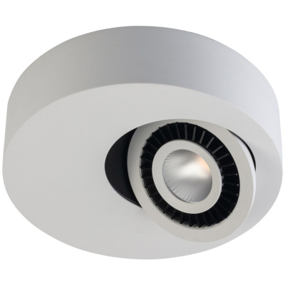 Nowoczesne okrągłe oświetlenie sufitowe LED z czarnym, obrotowym spotem 637016401