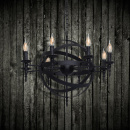 Nowoczesny czarny żyrandol kula z elementami stylu średniowiecznego 249017208