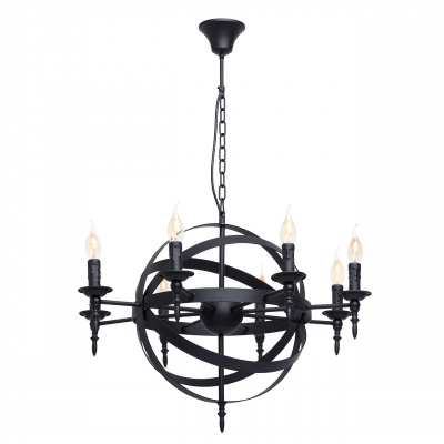 Nowoczesny czarny żyrandol kula z elementami stylu średniowiecznego 249017208