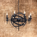 Nowoczesny czarny żyrandol kula z elementami stylu średniowiecznego 249017208