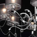 Nowoczesny żyrandol na 8 żarówek - chrom, kryształy, czarne klosze 379019108