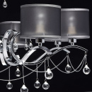 Nowoczesny żyrandol na 8 żarówek - chrom, kryształy, czarne klosze 379019108