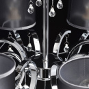 Nowoczesny żyrandol na 8 żarówek - chrom, kryształy, czarne klosze 379019108