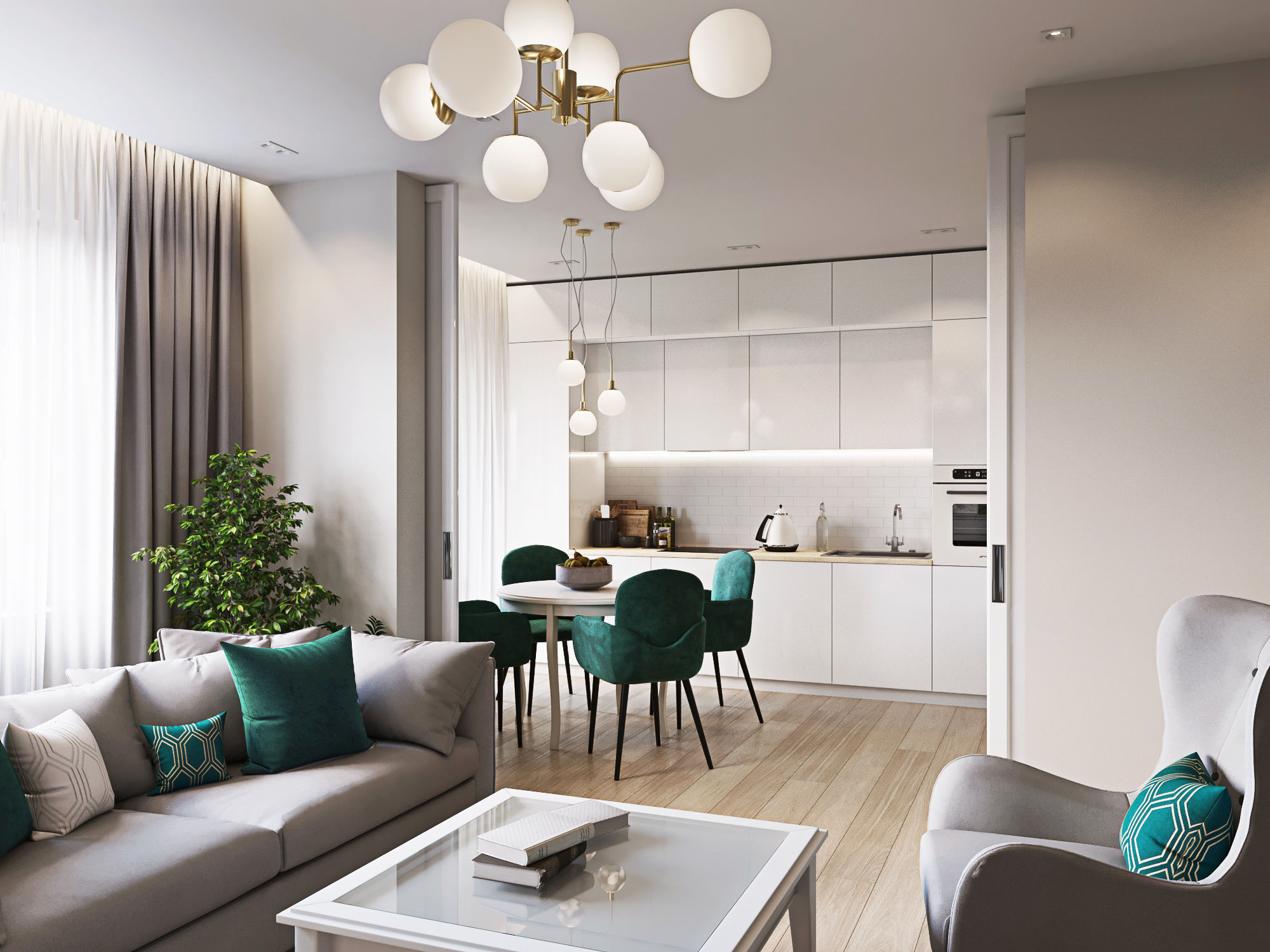 nowoczesny żyrandol do salonu białe kule złota podstawa wpasuje się do każdego wnętrza - średnia moc światła