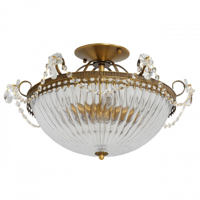 Okrągła, mosiężna lampa sufitowa szklana kopuła z kryształami MW-LIGHT Classic 482010204