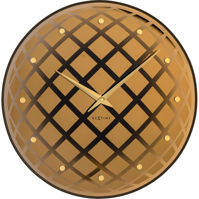 Okrągły zegar ścienny z wahadłem Pendula Nextime złoty 8185 CO