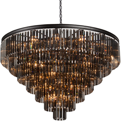 Olśniewający żyrandol z czarnych kryształów Vitaluce VE5227-1/14+35+1