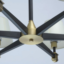 Oświetlenie sufitowe czarne ramiona, białe abażury, mosiężne dodatki MW-LIGHT 700013306