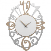 Owalny zegar ścienny Michelle CalleaDesign aluminium / caffelatte / biały 10-129-14