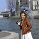 Parasol transparentny, dzwonkowy, Pies Smati Paris UBUL2495