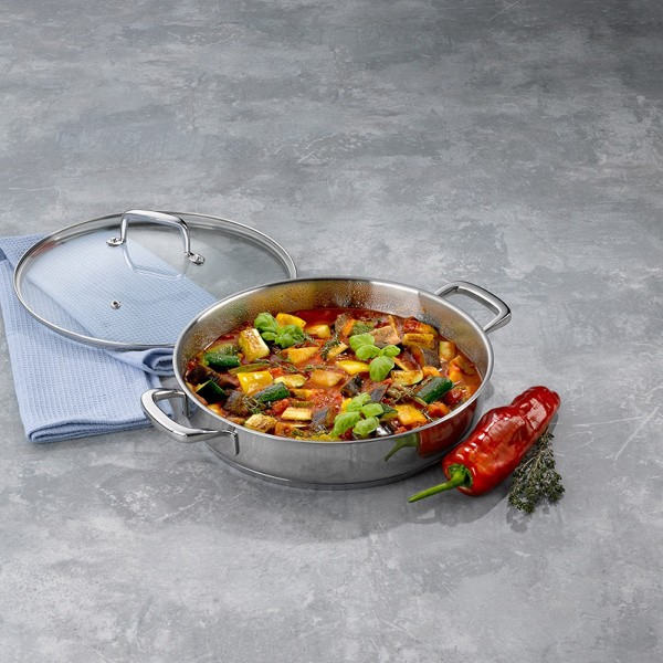 Patelnia stalowa do serwowania z pokrywą 28 cm Flavoria Kela