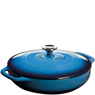 Patelnia żeliwna do duszenia, emaliowana z pokrywą 3,5 Litra Lodge niebieska EC3CC33