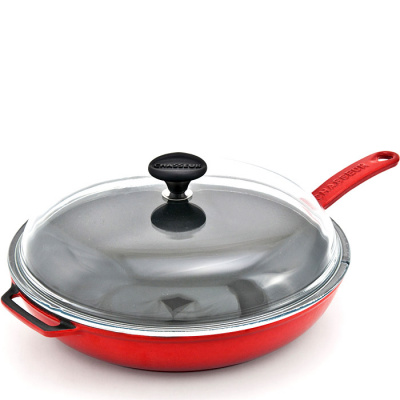 Patelnia żeliwna emaliowana z pokrywką Chasseur 28 cm czerwona 3129-08