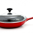 Patelnia żeliwna emaliowana z pokrywką Chasseur 28 cm czerwona 3129-08
