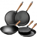 Patelnia żeliwna grillowa z drewnianą rączką Skeppshult Walnut 28cm 0028V