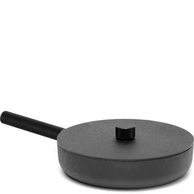 Patelnia żeliwna z pokrywką i aluminiową rączką Noir Skeppshult 28 cm 8228