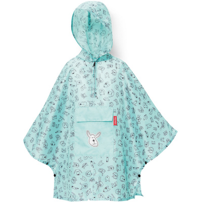 Peleryna dziecięca Reisenthel Mini Maxi Poncho cats and dogs miętowa RIG4062
