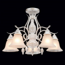 Pięcioramienna biała lampa sufitowa w stylu shabby chic z antycznymi zdobieniami 639011605