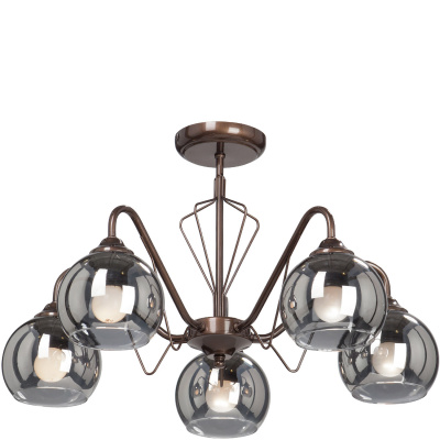 Pięcioramienna lampa sufitowa, przydymiane klosze Vitaluce VE3951-7/5PL