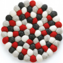 Podkładka okrągła z owczej wełny pod gorące naczynia Lana Grigio czerwona CI-469950