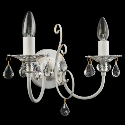 Podwójny kinkiet biały z kryształkami MW-LIGHT Classic 301025402